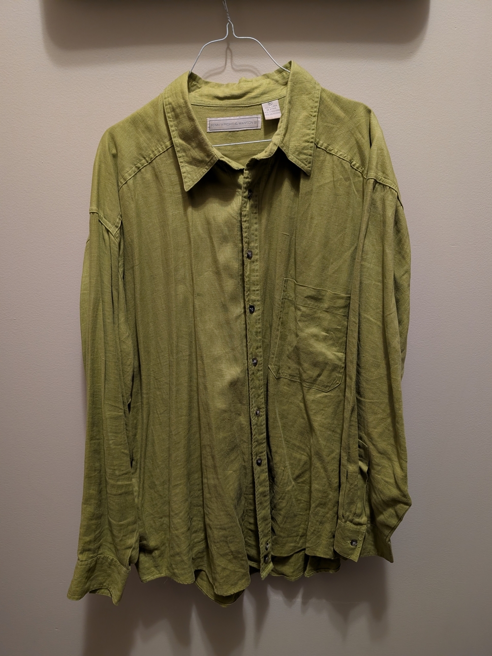 Fenn Wright Manson Olive Green Casual Button-Down Shirt